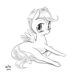 Size: 800x800 | Tagged: safe, artist:reavz, scootaloo, lineart, monochrome, solo