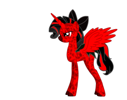 Size: 830x650 | Tagged: safe, oc, oc only, alicorn, pony, pony creator, bow, donut steel, evil, evil twin, red and black oc, simple background, solo, transparent background