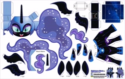 Size: 4130x2630 | Tagged: safe, artist:eljoeydesigns, nightmare moon, alicorn, pony, antagonist, belly button, blushing, papercraft