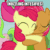 Size: 540x540 | Tagged: safe, screencap, apple bloom, babs seed, red gala, pony, apple family reunion, adorababs, adorabloom, animated, apple family member, bipedal, crimson gala, cute, eyes closed, heartwarming, hug, image macro, meme, misspelling, nuzzling, smiling, weapons-grade cute, x intensifies