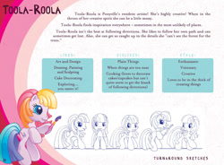 Size: 1240x912 | Tagged: safe, artist:dominique shiels, toola roola, pony, g3.5, female, mare, reference sheet, solo, text