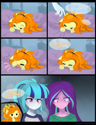 Size: 1980x2595 | Tagged: safe, artist:jankrys00, adagio dazzle, aria blaze, sonata dusk, equestria girls, rainbow rocks, adoragio, blushing, chibi, comic, crying, cute, dialogue, equestria girls ponified, ponified, the dazzlings, tiny ponies, yawn