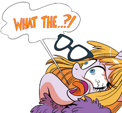 Size: 1096x1013 | Tagged: safe, artist:brendahickey, edit, idw, spoiler:comic, spoiler:comicff19, background removed, dialogue, faic, feather boa, glasses, reaction image, simple background, touring wind, transparent background, wat