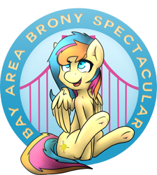 Size: 1280x1421 | Tagged: safe, artist:taps, oc, oc only, oc:golden gates, babscon, babscon mascots, solo