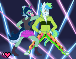 Size: 1280x989 | Tagged: safe, artist:ladypixelheart, oc, oc only, anthro, disco