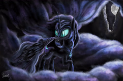 Size: 4551x3000 | Tagged: safe, artist:craszh, nightmare moon, princess twilight sparkle (episode), season 4, castle of the royal pony sisters, night, smoke, solo