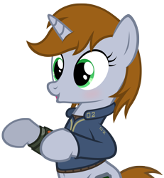 Size: 4160x4500 | Tagged: safe, artist:mrlolcats17, oc, oc only, oc:littlepip, pony, unicorn, fallout equestria, :o, absurd resolution, belly button, bipedal, blushing, clothes, cute, fanfic, fanfic art, female, mare, open mouth, pipabetes, pipbuck, simple background, smiling, solo, transparent background, vault suit, vector