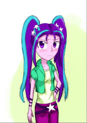 Size: 850x1202 | Tagged: safe, artist:jumboz95, aria blaze, equestria girls, pigtails, tsundaria, tsundere, twintails