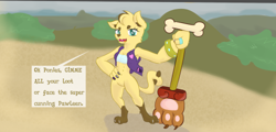 Size: 500x240 | Tagged: safe, artist:hell ray, oc, oc only, oc:pawleen, diamond dog, bandit, explicit source, female diamond dog, shovel