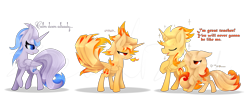 Size: 4035x1600 | Tagged: safe, artist:zmei-kira, alicorn, angry, fire, group, ninetales, pokémon, scared, text