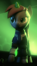 Size: 2160x3840 | Tagged: safe, artist:doritos-pope, oc, oc only, oc:littlepip, pony, unicorn, fallout equestria, 3d, cave, clothes, fanfic, fanfic art, female, mare, pipbuck, solo, source filmmaker, vault suit