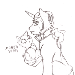Size: 692x693 | Tagged: safe, /mlp/, 4chan, babby, baby, drawfag, enrico pucci, foal, green baby, jojo's bizarre adventure, monochrome, ponified, stand, stone ocean