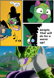 Size: 775x1115 | Tagged: safe, artist:jay fosgitt, cheerilee, cloverleaf, spoiler:comic, spoiler:comic29, cell, cell (dbz), dragon ball xenoverse, dragon ball z, meme, perfect cell, surprise entrance meme