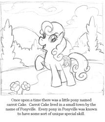 Size: 687x800 | Tagged: safe, artist:elosande, carrot top, golden harvest, earth pony, pony, monochrome, solo