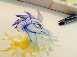 Size: 1280x960 | Tagged: safe, artist:glacierclear, princess ember, dragon, solo, traditional art, watercolor painting