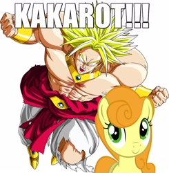 Size: 1570x1600 | Tagged: safe, edit, carrot top, golden harvest, angry, attack, broly, crossover, dragon ball z, kakarot, obligatory pony, photoshop, pun