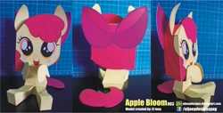 Size: 1968x1000 | Tagged: safe, artist:eljoeydesigns, apple bloom, belly button, blushing, cute, cutie mark crusaders, papercraft