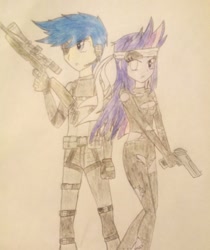 Size: 820x974 | Tagged: safe, artist:little-miss-oshawott, comet tail, twilight sparkle, equestria girls, cometlight, equestria girls-ified, female, future twilight, male, no trigger discipline, shipping, straight, traditional art