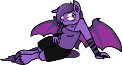 Size: 3637x1935 | Tagged: safe, artist:ravenquill, oc, oc only, oc:raven quill, anthro, bat pony, unguligrade anthro, anthro oc, female, glasses, solo, unshorn fetlocks