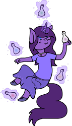 Size: 907x1587 | Tagged: safe, artist:ravenquill, oc, oc only, oc:amethyst quill, anthro, unicorn, bottle, magic, simple background, solo, transparent background