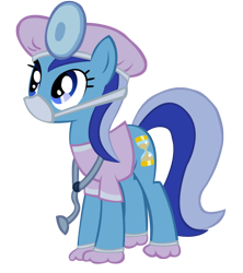 Size: 576x648 | Tagged: safe, minuette, luna eclipsed, clothes, costume, dentist, head mirror, nightmare night, simple background, solo, surgical mask, transparent background, vector