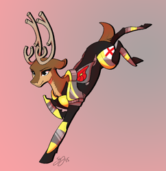 Size: 2903x3000 | Tagged: safe, artist:probablyfakeblonde, oc, oc only, oc:orion, deer, armor, lights out, science fiction