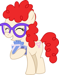 Size: 2000x2551 | Tagged: safe, artist:matty4z, twist, cute, eyes closed, glasses, grin, happy, present, simple background, smiling, solo, transparent background, vector