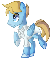 Size: 1554x1753 | Tagged: safe, artist:drawntildawn, oc, oc only, oc:chiral mane, pegasus, pony, clothes, lab coat, scientist, solo