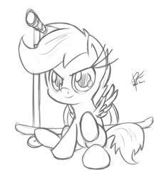 Size: 1883x2044 | Tagged: safe, artist:leadhooves, scootaloo, monochrome, scooter, solo