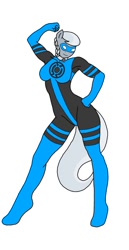 Size: 620x1200 | Tagged: safe, artist:linedraweer, silver spoon, anthro, blue lantern, collar, pose, small head, solo, superhero