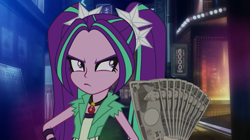 Size: 743x417 | Tagged: safe, edit, aria blaze, equestria girls, rainbow rocks, exploitable meme, female, fistful of yen, meme, prostitution, solo