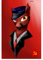 Size: 840x1179 | Tagged: safe, artist:xshanika, clothes, hat, necktie, ponified, solo