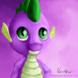 Size: 1000x1000 | Tagged: safe, artist:winternachts, spike, dragon, bust, creepy, portrait, solo