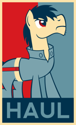 Size: 510x837 | Tagged: safe, artist:pacificgreen, earth pony, pony, ask, ask haul-it harry, delivery pony, haul-it harry, hope poster, tumblr