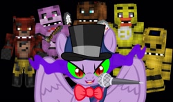 Size: 1024x608 | Tagged: safe, bonnie, chica, crossover, five nights at freddy's, foxy, freddy fazbear, golden freddy, minecraft