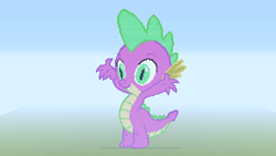 Size: 1280x720 | Tagged: safe, derpibooru import, spike, dragon, minecraft, minecraft pixel art, pixel art