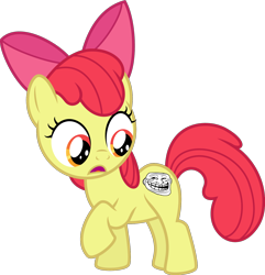 Size: 1500x1558 | Tagged: safe, derpibooru import, apple bloom, bloom and gloom, cutie mark, trollface