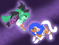 Size: 900x691 | Tagged: safe, artist:akuoreo, darkstalkers, felicia, morrigan aensland, ponified