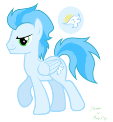 Size: 992x1072 | Tagged: safe, artist:unoriginai, oc, oc only, oc:skyline, pony, cutie mark, male, offspring, parent:misty fly, parent:soarin', parents:soarinfly, solo, stallion