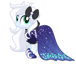 Size: 1024x866 | Tagged: safe, artist:bubblestormx, oc, oc only, bow, clothes, dress, hair bow, over the moon, solo