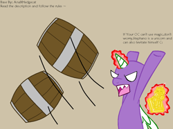 Size: 955x716 | Tagged: safe, artist:psycho-candyaddicted, oc, oc only, pony, unicorn, barrel, base