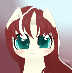 Size: 5172x5263 | Tagged: safe, artist:e-pon, oc, oc only, oc:sky light, :t, absurd resolution, blushing, bust, cute, fluffy, looking at you, portrait, solo