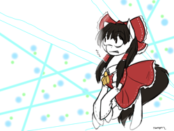 Size: 1280x960 | Tagged: safe, artist:thattagen, hakurei reimu, laser, ponified, touhou