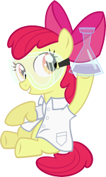 Size: 3594x5999 | Tagged: safe, artist:slb94, apple bloom, chemistry, clothes, flask, goggles, lab coat, science, scientist, simple background, solo, transparent background, vector