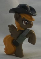 Size: 1161x1641 | Tagged: safe, artist:gryphyn-bloodheart, oc, oc only, oc:calamity, pegasus, pony, fallout equestria, battle saddle, blind bag, custom, fanfic, gun, hat, irl, male, photo, rifle, solo, stallion, toy, weapon, wings