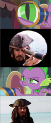 Size: 640x1539 | Tagged: safe, spike, dragon, princess spike (episode), captain jack sparrow, exploitable meme, meme, pirates of the caribbean, spike's telescope, telescope