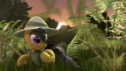 Size: 3000x1687 | Tagged: safe, artist:luminousdazzle, daring do, 3d, grass, plant, raised hoof, source filmmaker