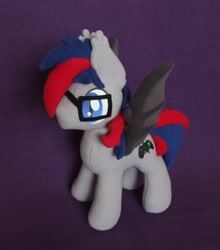 Size: 1398x1591 | Tagged: safe, artist:adamar44, oc, oc only, bat pony, pony, glasses, irl, photo, plushie, solo