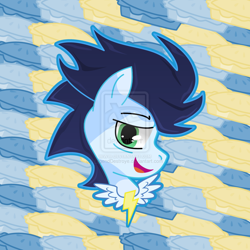 Size: 1024x1024 | Tagged: safe, artist:legenddestroye, soarin', bust, pie, watermark