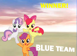 Size: 550x399 | Tagged: safe, apple bloom, scootaloo, sweetie belle, cutie mark crusaders, super smash bros., super smash bros. 4, victory, victory screen